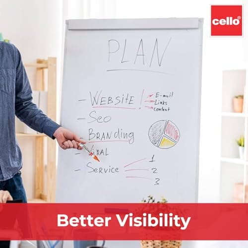 Cello Whitemate Whiteboard BoldMarkers | Set of 6 | Assorted Ink Colours | Whiteboard Marker with Easily Erasable Ink | Refillable Whiteboard Markers Markers 6