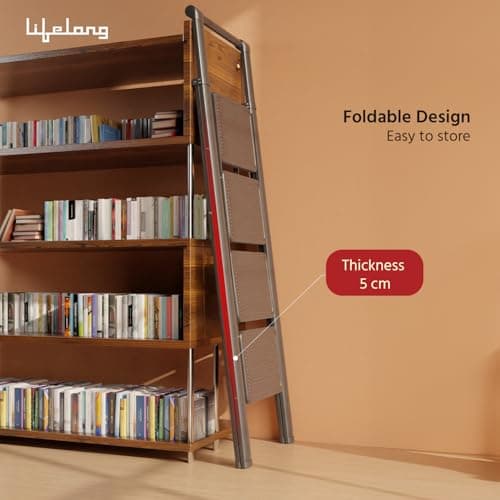 Lifelong 4 Steps Steel Ladder with Handle for Home, Foldable & Portable Stairs, Versatile Use for Kitchen, Bathroom & Office Foot Stool - Multipurpose Step Stool with 150 Kg Capacity (LLSLH04, Black) 3