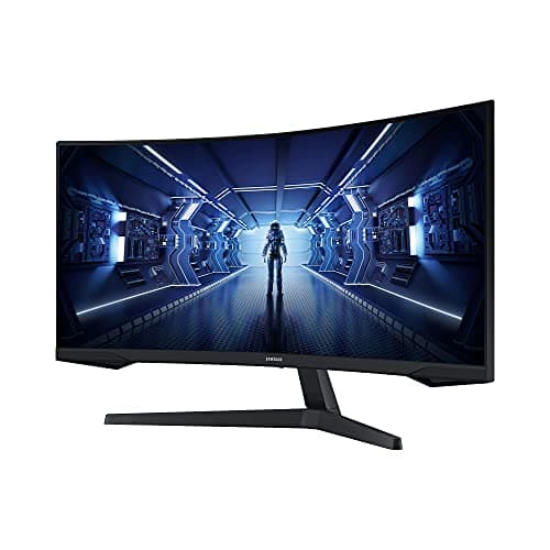 Samsung 34"(86.42cm) Odyssey G5 Curved Gaming Monitor|WQHD 3440 x 1440|1000R|165Hz|1ms|21:9|Wall Mountable|FreeSync Premium|Ports-DP, HDMI, Headphone|DP Cable|Eye-Saver|LC34G55TWWWXXL|Black 3