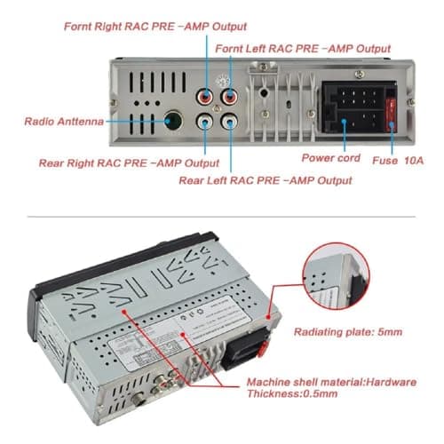 AUTO SNAP Car Player Single Din MP3 TF/BT/AUX/SD Card Slot Dual USB Ports with Remote Control Universal Fit Panel Bluetooth Connectivity 4