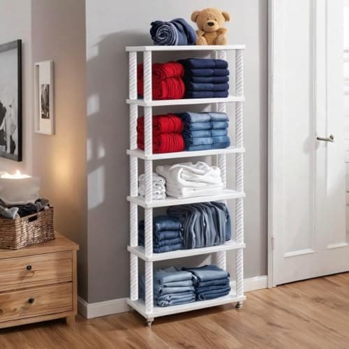 Jureto Book Self – Layer Portable Book Shelf, Kids Books Racks for Home Plastic, Bookshelf for Home, Book Shelves, Book Stand, Book Organizer, Book Rack for Study Room/Library/Bedroom (6 Shelf) 4