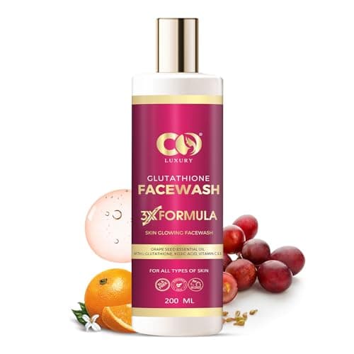 CO Luxury Glutathione Face Wash with Vitamin C & Kojic Acid | Skin Brightening Facial Cleanser for Men & Women | SLS & Paraben Free Facewash for All Skin Types