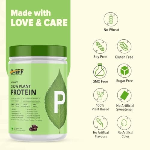 MyFitFuel MFF Advance Plant Protein Powder (1Kg, Rich Chocolate) [24.2g Protein (4 Sources), Probiotics, Natural Enzymes, 16 Vitamins & Minerals, Easy to Digest] No Added Sugar, Wonderful Taste 4