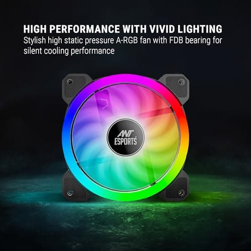 Ant Esports Superflow 120 ARGB V2, RGB Sync, Hydro Bearing, PWM Control, 1200 RPM Case Fan/Cooler 5