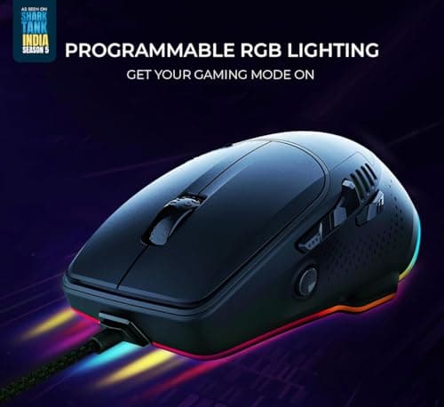 Kreo Hawk Gaming Mouse with Programmable Buttons & RGB Lighting | Top Pixart Sensor | Adjustable DPI with 1.5m Long Braided Cable and Optical Sensor | Lightweight & Durable (Hawk- Black) 2