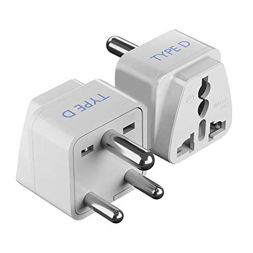 Ceptics Canada to India Converter Plug, World (USA, UK, China & More) Australia to India Plug Converter - Type D USA India Adapter - CE - RoHS - (White) - 2 Pack