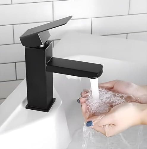 24x7 eMall Matt Black Basin Mixer Faucet Tap Black Matt Design Hot and Cold Bathroom Short Body - 7 Inches 4