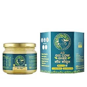 GirOrganic A2 Pure Ghee - 250 millilitre Glass Bottle | 100% Gir Cow Ghee | Vedic Bilona Method | Grassfed, Cultured, Premium & Traditional Ghee | Immunity Booster