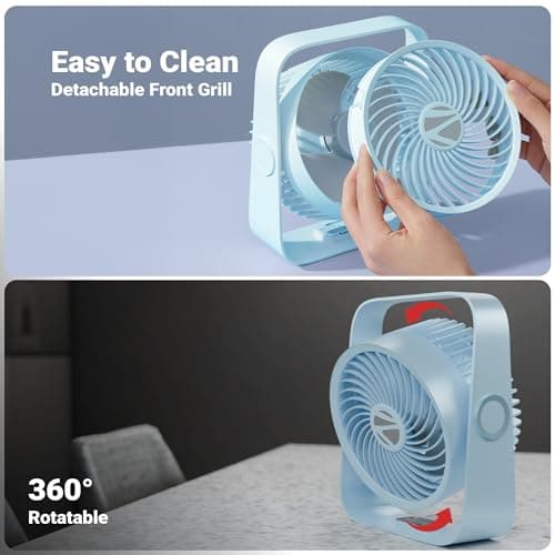 Zebronics Heat Buster 300, Portable Desk Fan, Upto 13h Backup, 3600mAh Rechargeable Battery, 360° Rotatable Fan, 4 Speed + 1 Breeze Mode, Wall-Mountable, for Travel, Office, Home (Blue) 5