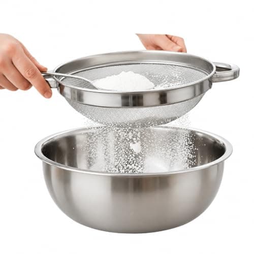 Stainless Steel Puran Jali (Fine Mesh Strainer) with Dual Handles – Heavy Duty Kitchen Sieve for Straining Puran, Flour, Rice, Pulses, Tea, Juices & Food Filtering – Rust Resistant Kitchen Tool