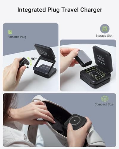 Foreign Holics 3 in 1 Charging Station Magnetic Foldable Integrated Plug Travel Wireless Charger Stand for Multiple Devices 4