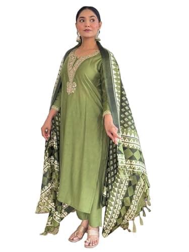 INDO ERA Women's White Pure Cotton Quirky Printed Straight Fusion Kurta & Pant Set