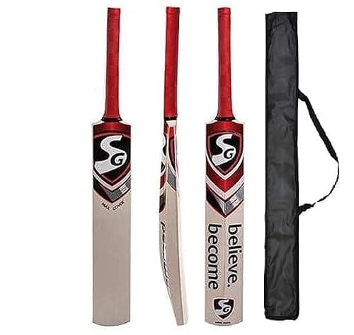 Pro Super GradeCricket Bat Full Size Popular Willow Cricket Bat with Bat Cover Play for Plastic Ball | Tennis Ball | Rubber Ball (RED)