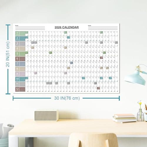 Accuprints 2026 Yearly Planner - Calendar in One Page, January - December, 20 x 30 inch, Thick Paper, Perfect for Keeping Track of Important Dates and Schedules-EASY to Write on it 3