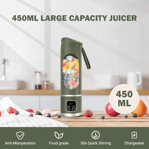 CRAYLUXE Portable Juicer Blender – 450ML | 12-Blade | USB Rechargeable | Smoothies, Shakes & Juices | Travel-Friendly (GREEN) 2