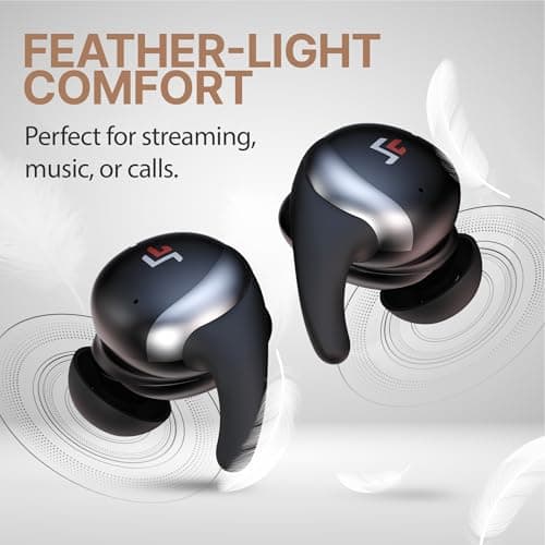 CrossBeats Hertz ANC TWS Ear Buds, Wireless in‑Ear Earphones, Sleep Buds v5.4 Bluetooth 10 mm Drivers Up to 60H Playtime, with AI Noise Cancellation,40 ms Low Latency, & AI ENC Earbuds Buds (Black) 3