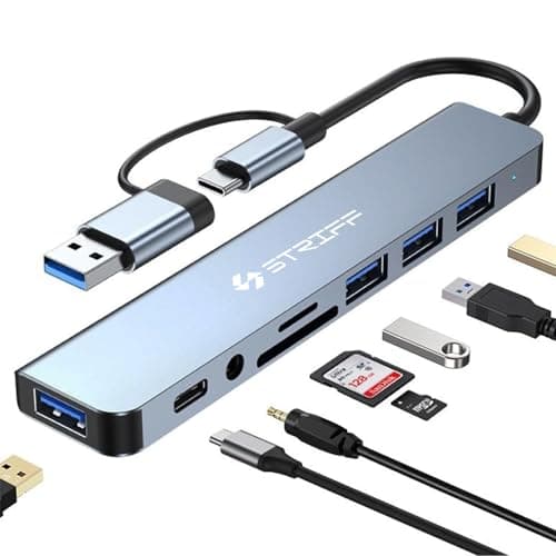 STRIFF HubMaster 8-in-1 USB C Hub, Multiport Type C Adapter with 4K HDMI, 100W PD Charging, USB 3.0, Ethernet LAN Port, SD/TF Card Reader, USB-C Docking Station