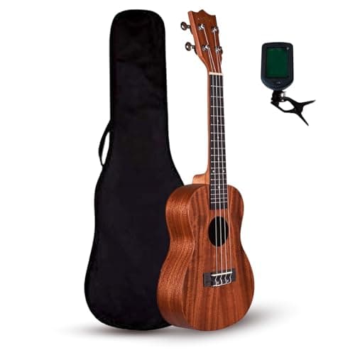 Kadence UKC03C Concert 23" Acoustic Ukulele | Mahogany Wood | Comes with Tuner and Bag | Includes Learning Course | Brown