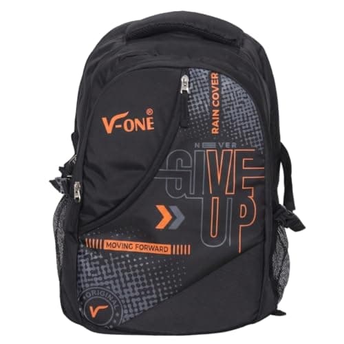 45 liter Large Capacity School & College Backpack for Boys & Girls | Student Bag with Padded Laptop Compartment & Attached Rain Cover | 4 Multi-Compartment, Comfortable, Durable, Bottle Pocket (Black)