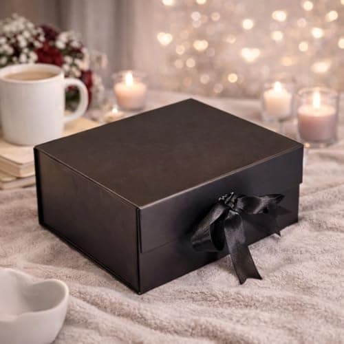 SATYAM KRAFT 1 Pcs Multipurpose Decorative Black gift box with Ribbon for packing Empty Gift Hamper for Presents Wedding Reusable Gift Packing Return Gift Surprise(BLack Cardboardbox)