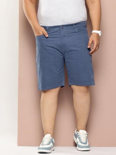 Thomas Scott Men's | Regular Fit | Plus Size | 100% Cotton | Breathable Fabric | 5 Pockets | Shorts for Men(TSS098_Blue_44) 2