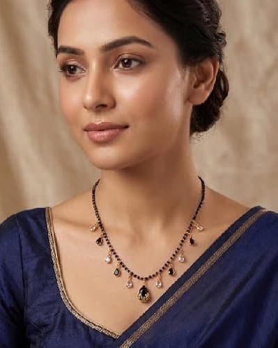 KRELVISA Collection Rose Gold Plated Mangalsutra With Black Bead Chain For Women 2