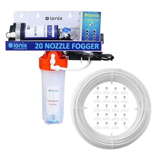 IONIX Fogger Kit with 20 Nozzles – Ideal High-Pressure Misting System for Dairy Farms, Restaurants, Cafes, and Outdoor Areas – Enhances Cooling, Humidity Control & Air Quality – Premium Durable Design