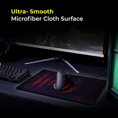 ZEBRONICS Firestorm Gaming Mouse pad for All Mouse sensors with Micro-Textured Fabric Surface, Anti Slip Rubber Base, 350x250mm Size, 4mm Thickness and a Portable roll and go Design 6