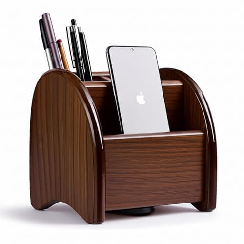 Premium Wooden Pen Stand & Mobile Holder | Desk Organizer for Office, Home & Study Table | Multipurpose Stationery Organizer with Compartments