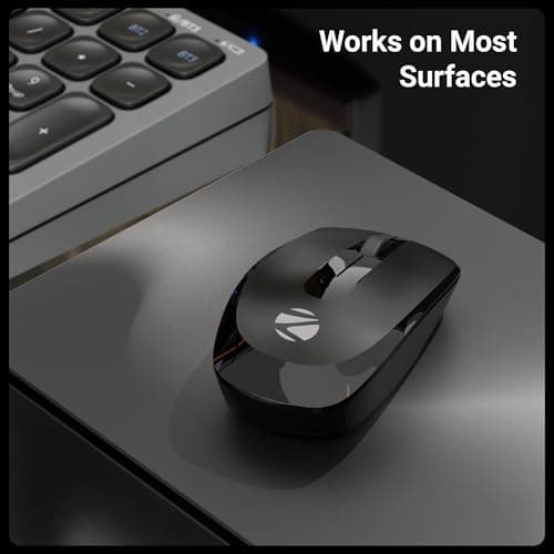 ZEBRONICS Wireless Mouse, 2.4GHz, 3200 DPI, 3 Buttons, Comfortable & Ergonomic, USB Nano Receiver, Power-Saving Mode, Works on Most Surfaces, for Mac | Laptop | Computer (Freego, Black) 6