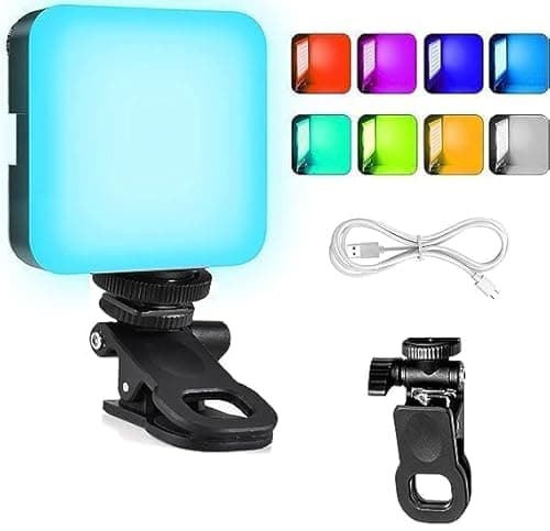 LED Pocket Video Mobile Light | Selfie, Video, Photography, Meeting, Lighting Dimmable & Rechargeable Type C, 3200K-6500K | LED Light for Computer, Tablet, Smartphone, DSLR Camera with Screen Clip 3