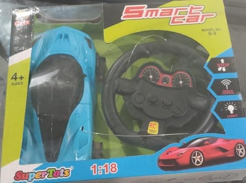 SuperTots Smart Car Radio Control Toy Set with Steering Wheel Controller, 1:18 Scale, 3D Light, Ages 4+, Model S-3 5