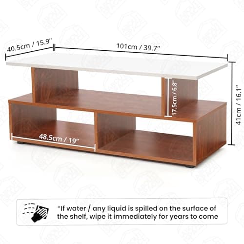 ABOUT SPACE TV Stand - Engineered Wood TV Showcase with Foot Pad Entertainment Console Shelf Storage for Set Top Box, Decor, Books for Living Room TV Unit - Oak Red(L 101 x B 40.5 x H 41 cm) 2