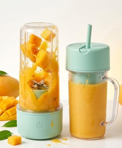 Portable crusher juicer blender mixer with handle and straw 420ml
