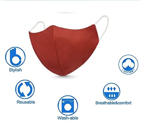 KKR Enterprice®:- Cotton Fashion Mask Breathable & Skin Friendly. Washable & Reusable Fabric. Soft Spandex Ear Loops & 3 Layer of Protection (Set of 3 Pcs)(multi color) (fase mask) 4