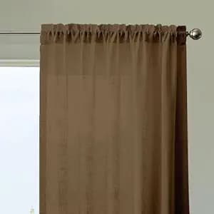 HOMEMONDE Sheer Curtains 5 Feet Long, Linen Textured Plain Window Curtain, Top Style Rod Pocket Panels Pack of 2 - (60L x 54W Inch, Dark Brown)