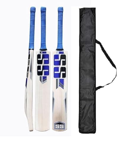 Pro Super Stroke Cricket Bat Full Size Popular Willow Cricket Bat with Bat Cover Play for Tennis Ball | Rubber Ball | Plastic Ball (S.S Blue)