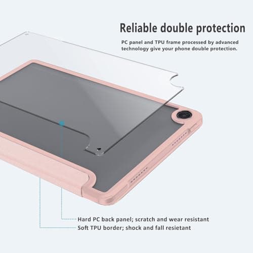 SwooK Slim Hybrid Shockproof Case for Realme Pad 10.4 Inch Tablet, Transparent Clear Back, Ultra Slim Lightweight Protective Cover with Stand (Rose Gold) 2