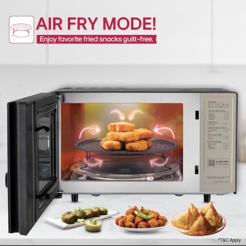 LG 28 L, Convertible Microwave Oven with Air Fry, Charcoal Lighting Heater, Wi-Fi Enabled (MJEN286UGWF, Black, Motorised Rotisserie, 60 Air Fry Recipe, 40 Scan to Cook Recipes & 331 Auto Cook Menu) 5