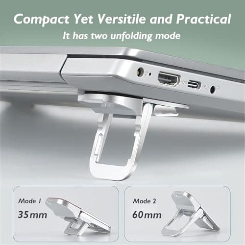 smashtronics Premium Metal Laptop Stand - Foldable, Height Adjustable Laptop Double kick Stand (Kickstand Silver) 5