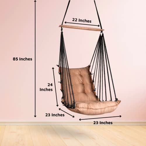Curio Centre Cotton Swinging Hammock Hanging Swing Chair/Hammock Swing for Adults & Kids/Swing for Indoor Outdoor, Garden & Patio/Durable Portable Jhula/Swing for Home - Copper 3