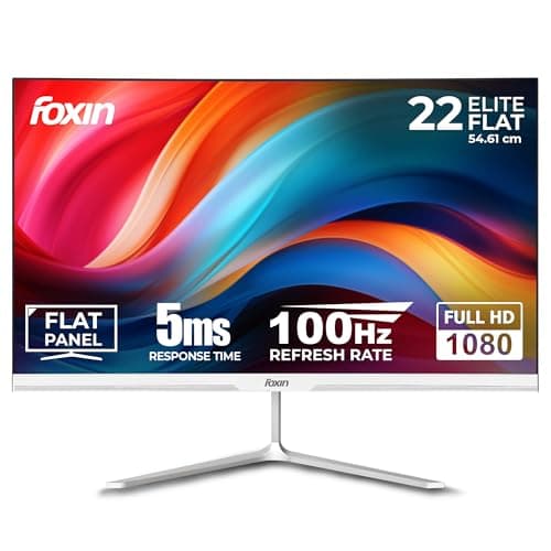 Foxin 22 Inch FHD Flat LED Monitor 1920x1080 Pixel Elite Series | Flat Panel, HDMI & VGA Port, 100Hz Refresh Rate, Flicker-Free, Frameless, Slim Bezel, Wall Mountable, 16.7 M Colors | 3 Years Warranty