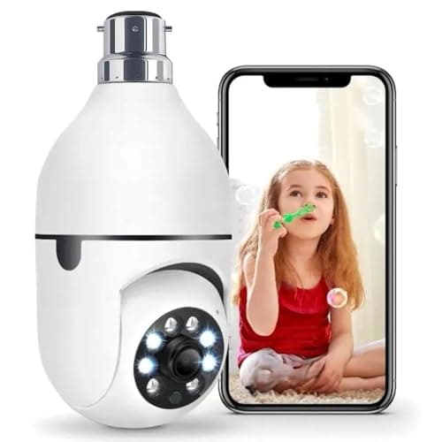 Guard Well 3MP WiFi Light Bulb Camera for Home Indoor | 360° Rotation | Color Night Vision | Motion Detection | Two Way Audio | Wireless Home Security Camera with Mobile App V380 Pro (Light Camera)