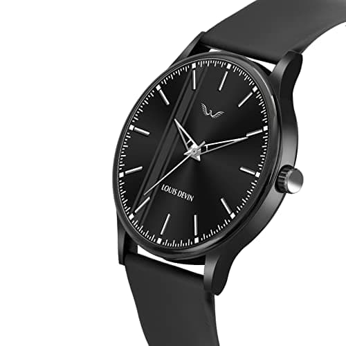 LOUIS DEVIN Black Silicone Strap Analog Wrist Watch for Men (Black Dial) | LD-BK054-BLACK 2