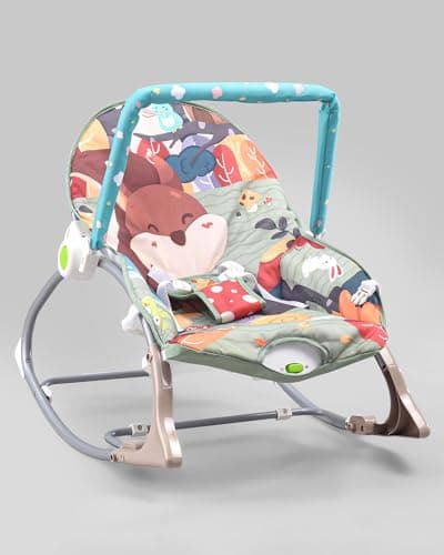 Play Nation Premium Newborn To Toddler Portable Baby Rocker Cum Bouncer With Mosquito Net, Adjustable Backrest Recline Rocker | 3 Point Safety Harness| Baby Rocker For 0 To 2 Years(Grey)
