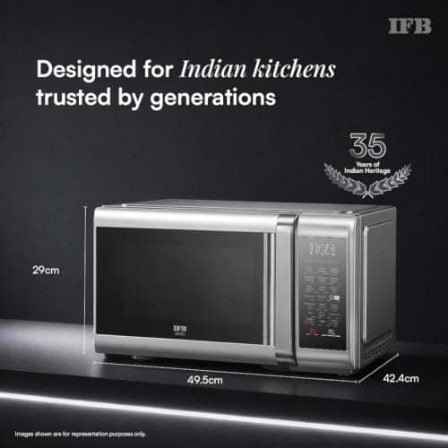 IFB 28 L Convection Microwave with Air Fry, Grill & Multi-Stage Cooking, Fermentation, Homemade Paneer/Ghee Modes, 300 Auto Cook Menus (28SC5, Silver, Weight Defrost, Steam Clean, 10 Power Levels) 2