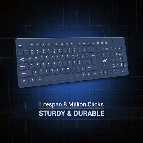 Ant Value FKBRI05 Wireless Keyboard Mouse Combo - 2.4Ghz Aesthetic Quiet Keyboard and Mouse Wireless - 104 Keys Full Size Ultra-Thin Keyboard for Laptop, Computer, PC, Notebook, Windows, Mac OS (Blue) 6