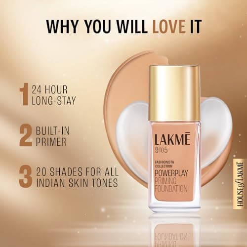 Lakme 9To5 Primer + Matte Perfect Cover Foundation, W120 Warm Crème, 25 ml 5