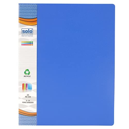 Solo 2-D A5 Ring Binder File Folder, Office Document Organizer with Inside Pocket, Presentation Display Plastic Voucher File for Certificates, Portfolio, Papers & Projects (1, Blue) 5