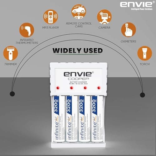 ENVIE® (ECR 20 MC+4xAA3200) Rechargeable Battery Charger for AA & AAA Ni-mh/Ni-Cd with AA3200 Infinite Plus 4PL Rechargeable Batteries 2